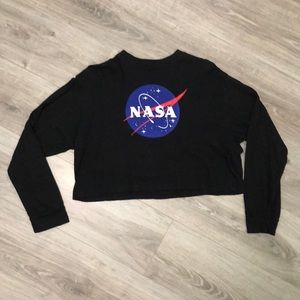 NASA high neck long sleeve crop top